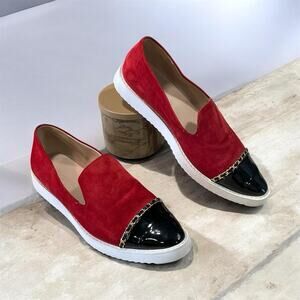 Karl Lagerfeld Paris Caralee Women’s Size 9M Red W/Black Cap Toe Slip On Comfort